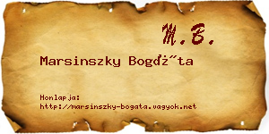 Marsinszky Bogáta névjegykártya